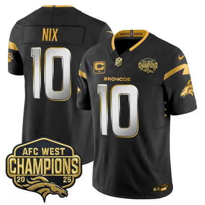 DEN AFC West Champions Patch Gold Vapor Limited Jersey - All Stitched-DTD