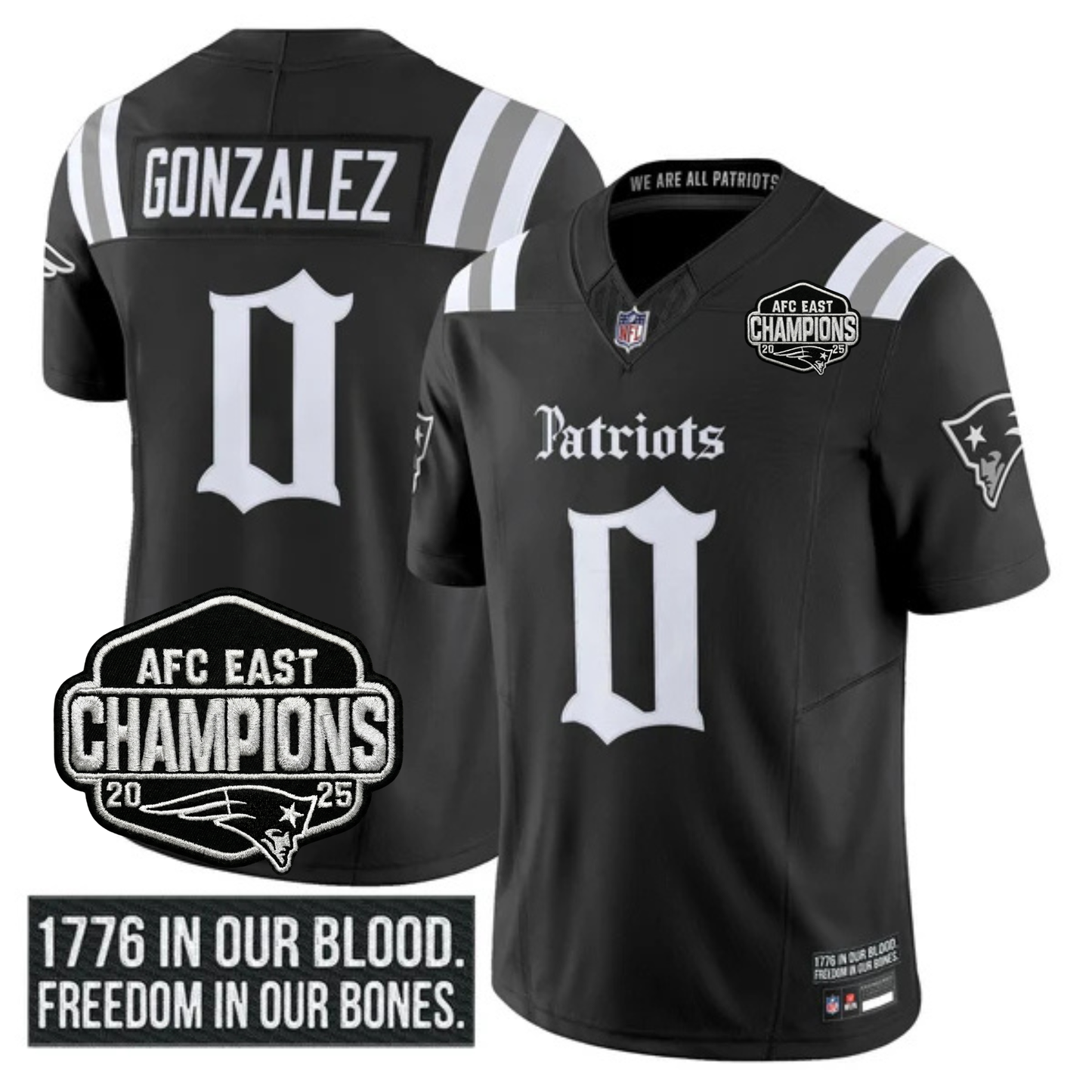 NE 'Gothic Revolution Edition' AFC East Champions Patch Vapor Limited Jersey - All Stitched-DTD