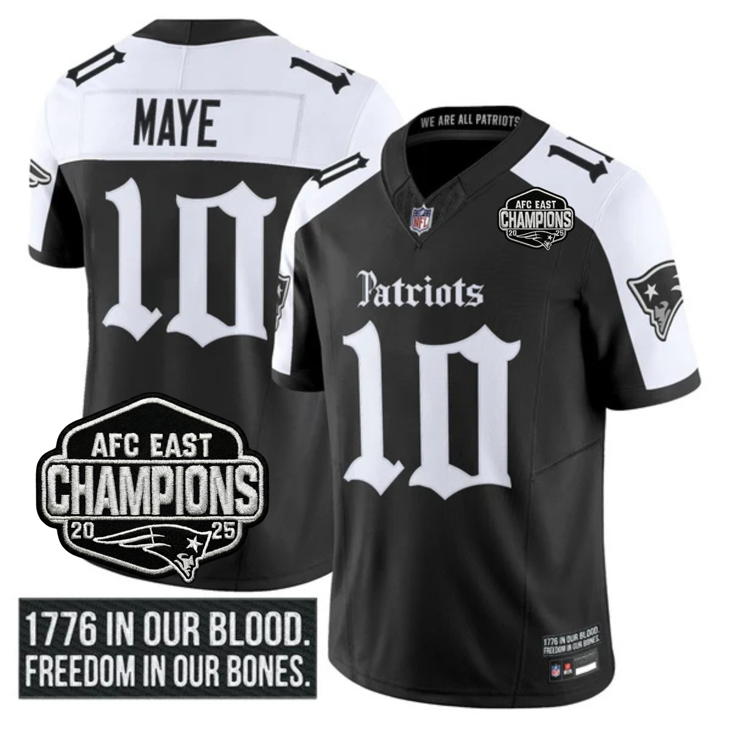 NE 'Gothic Revolution Edition' AFC East Champions Patch Vapor Limited Jersey - All Stitched-DTD