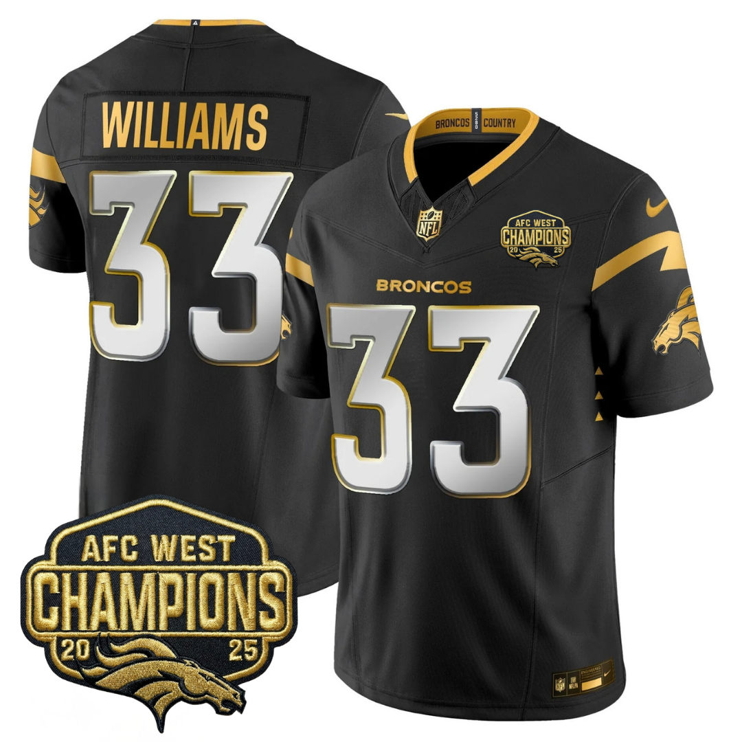 DEN AFC West Champions Patch Gold Vapor Limited Jersey - All Stitched-DTD