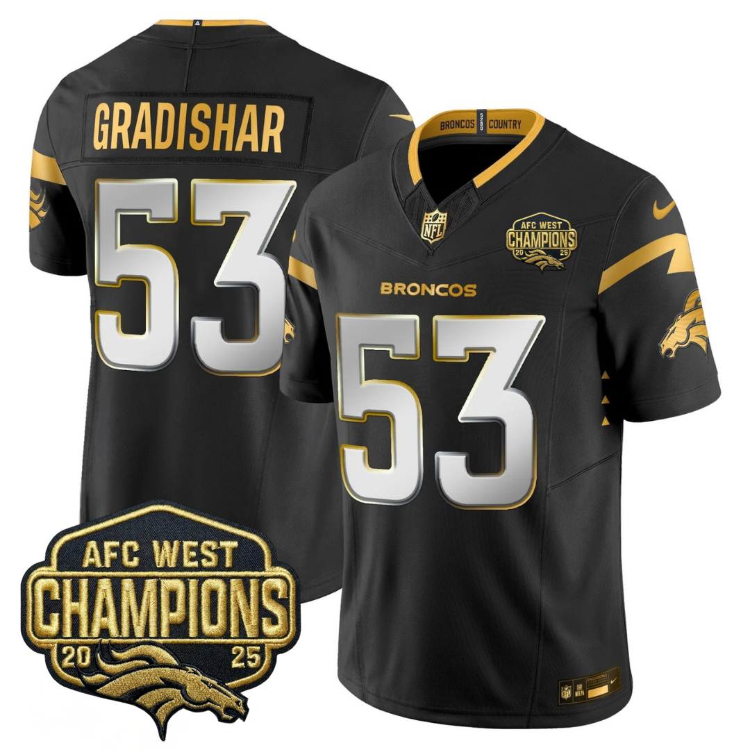 DEN AFC West Champions Patch Gold Vapor Limited Jersey - All Stitched-DTD