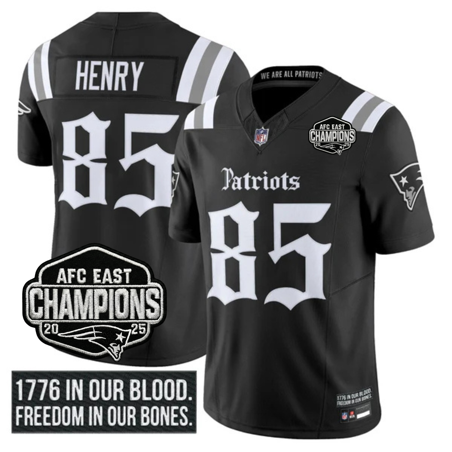 NE 'Gothic Revolution Edition' AFC East Champions Patch Vapor Limited Jersey - All Stitched-DTD