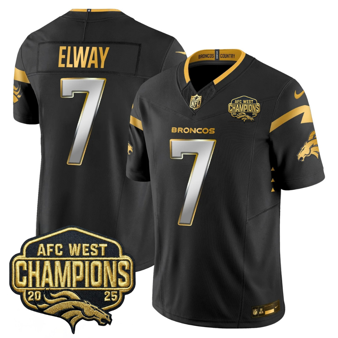 DEN AFC West Champions Patch Gold Vapor Limited Jersey - All Stitched-DTD