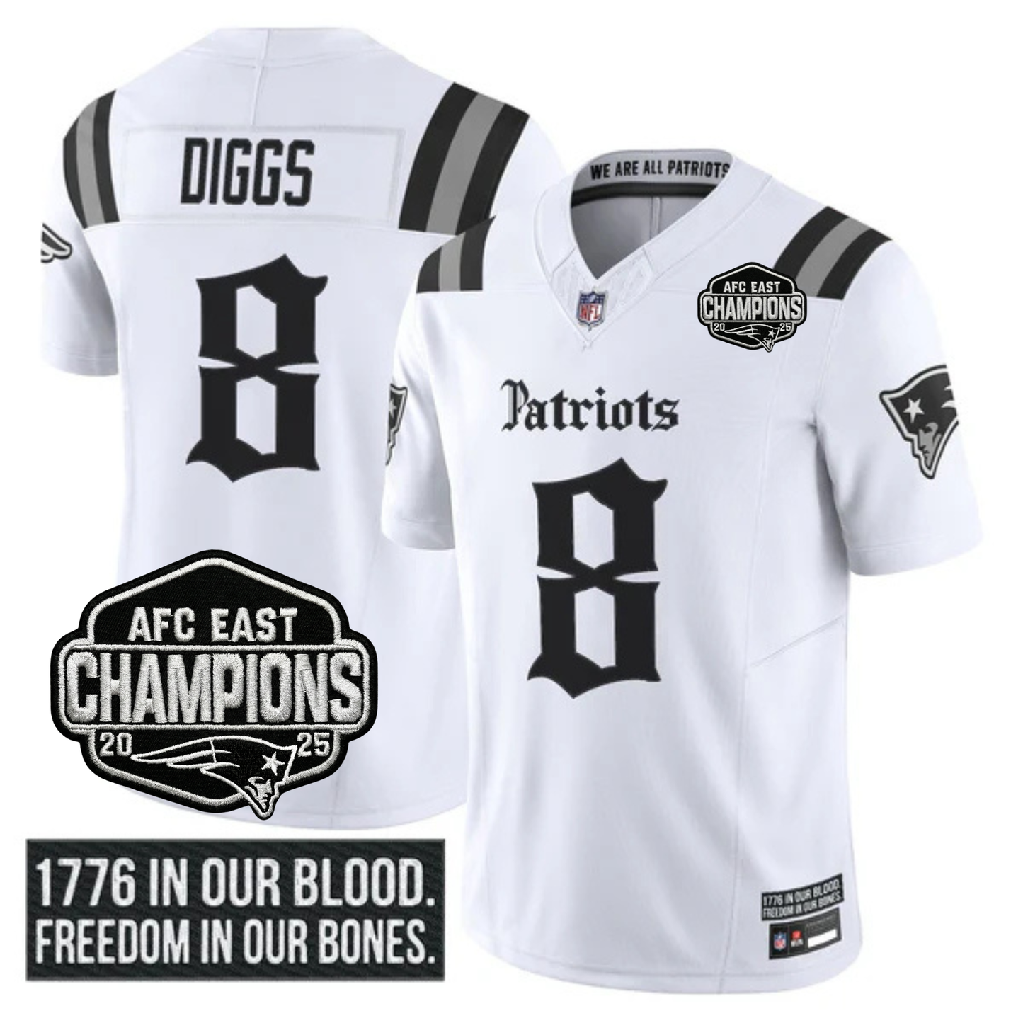 NE 'Gothic Revolution Edition' AFC East Champions Patch Vapor Limited Jersey - All Stitched-DTD