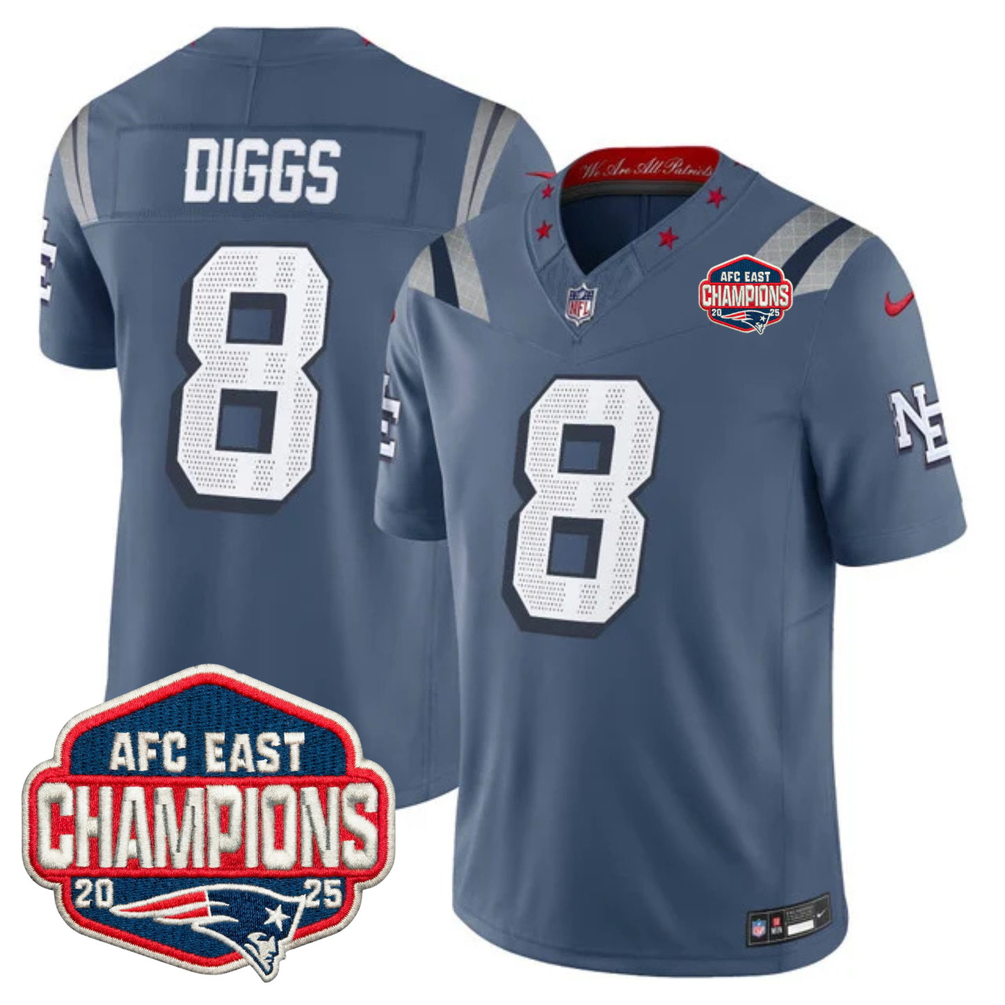 NE AFC East Champions Patch Vapor Limited Jersey - All Stitched-DTD