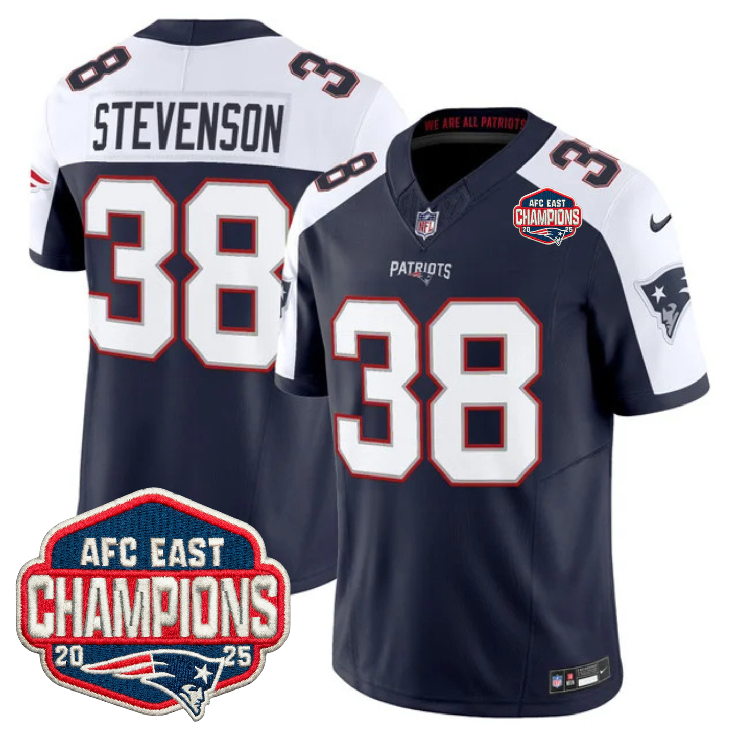NE AFC East Champions Patch Vapor Limited Jersey - All Stitched-DTD