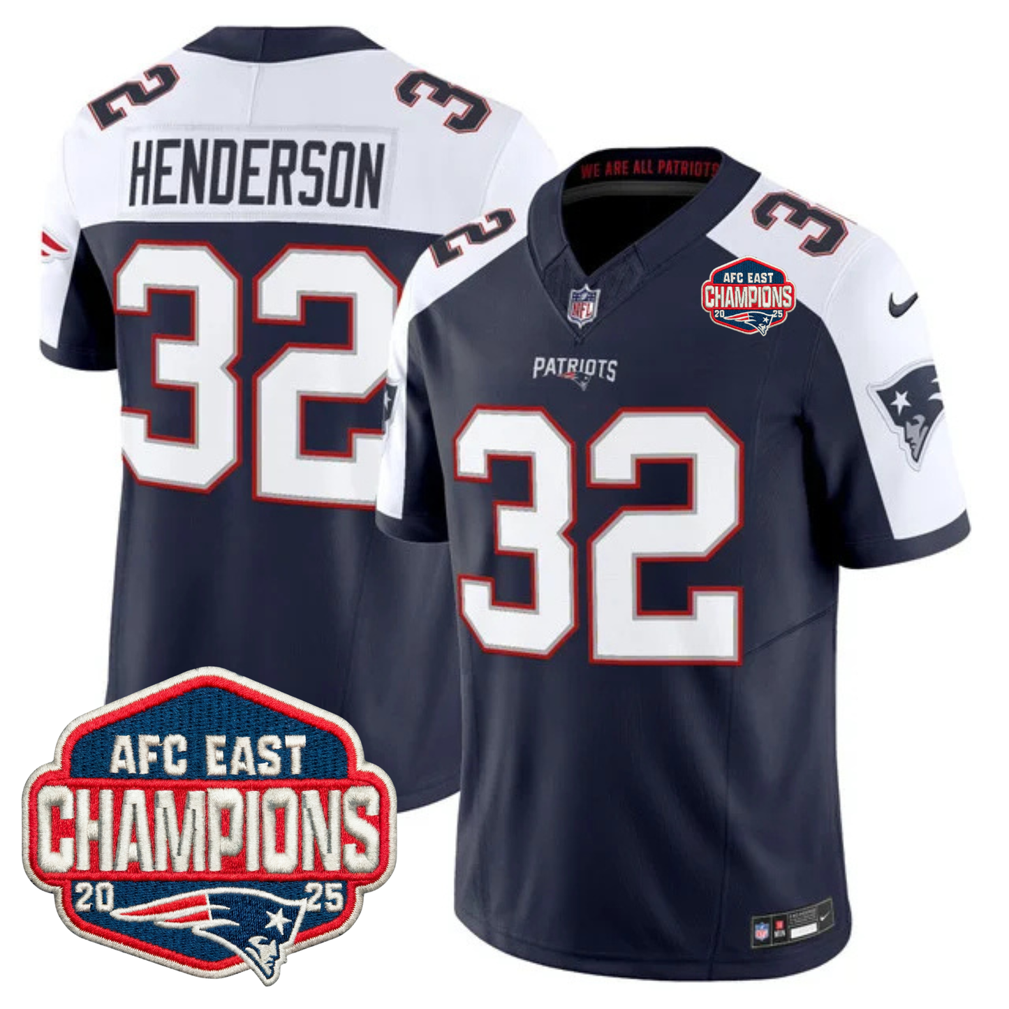 NE AFC East Champions Patch Vapor Limited Jersey - All Stitched-DTD