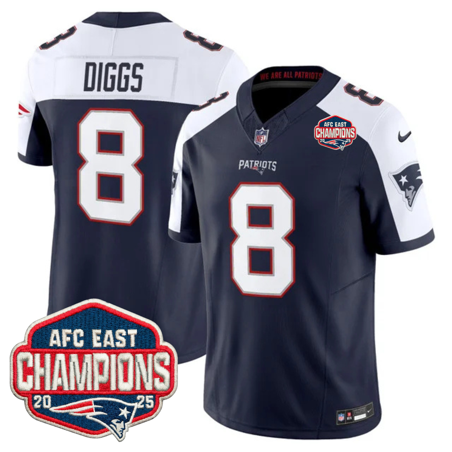 NE AFC East Champions Patch Vapor Limited Jersey - All Stitched-DTD