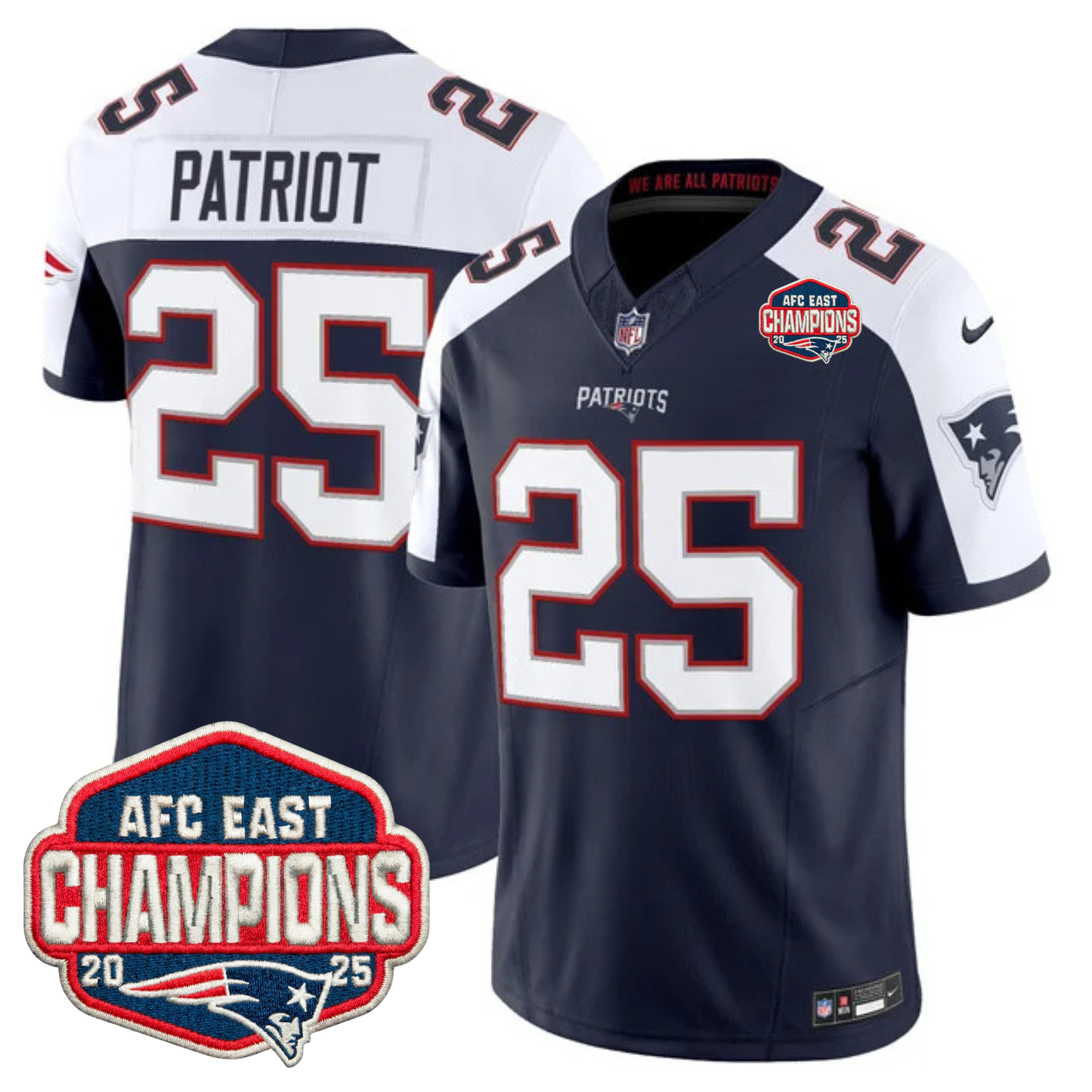 NE AFC East Champions Patch Vapor Limited Jersey - All Stitched-DTD