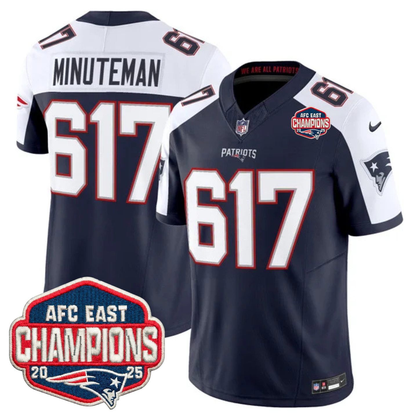 NE AFC East Champions Patch Vapor Limited Jersey - All Stitched-DTD