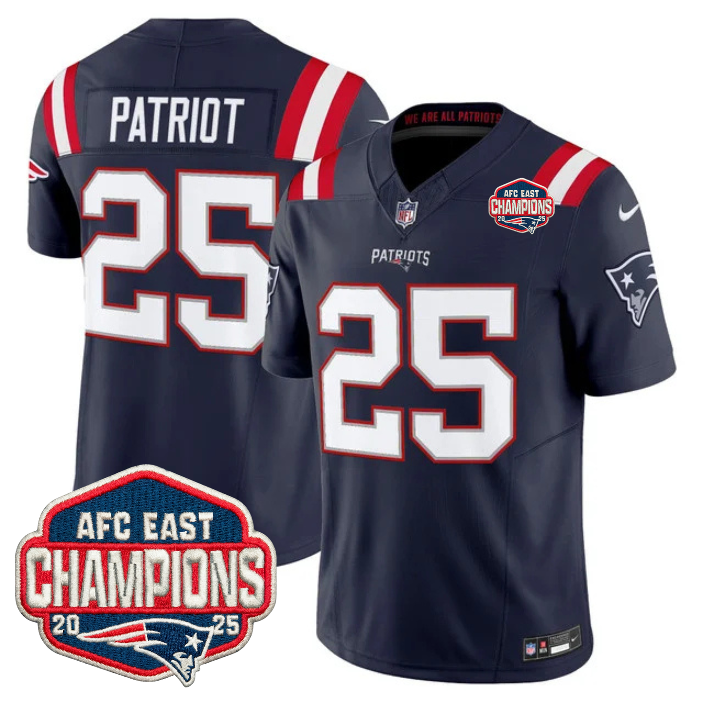 NE AFC East Champions Patch Vapor Limited Jersey - All Stitched-DTD