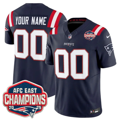 NE AFC East Champions Patch Vapor Limited Custom Jersey - All Stitched-DTD