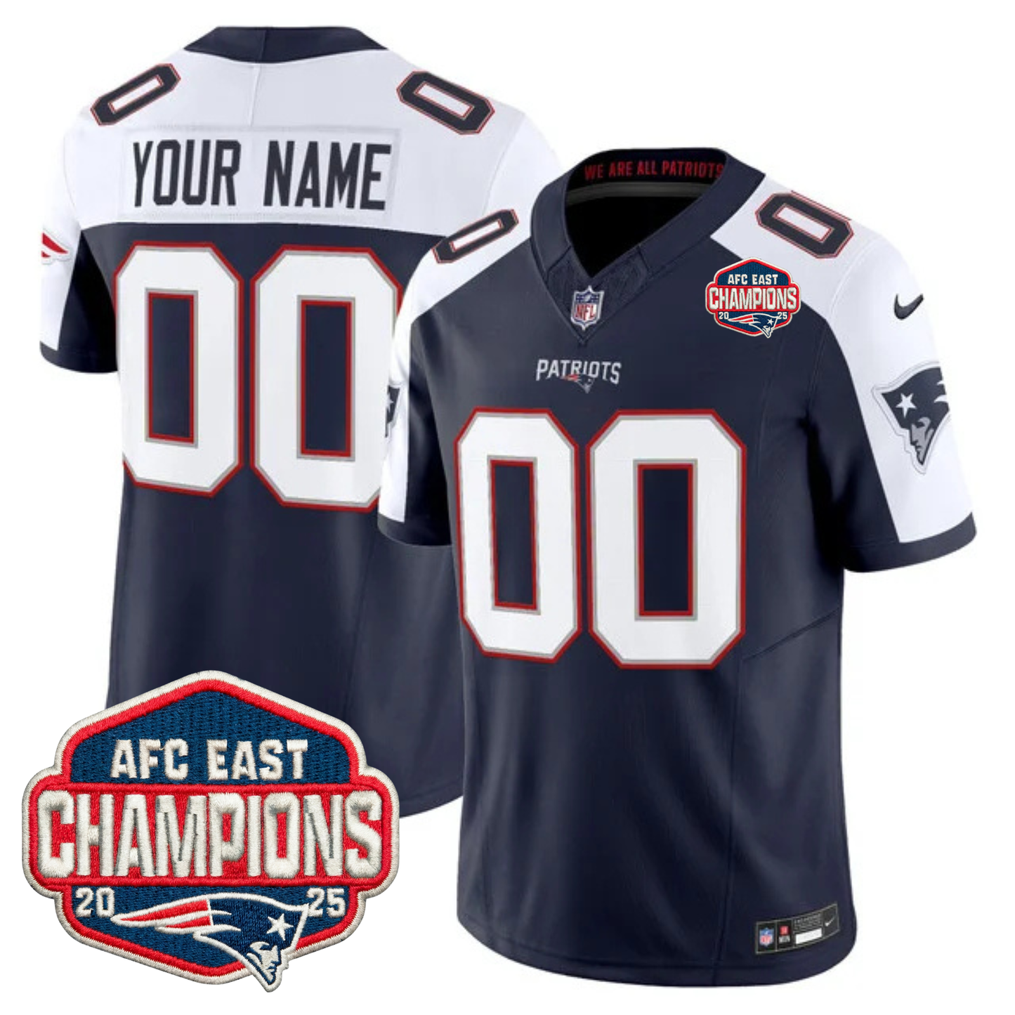 NE AFC East Champions Patch Vapor Limited Jersey - All Stitched-DTD