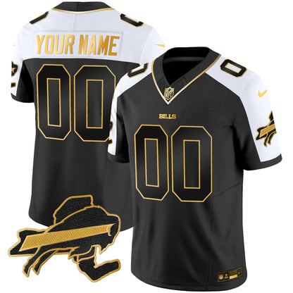Bills New York Patch Gold Vapor Limited Custom Jersey - All Stitched