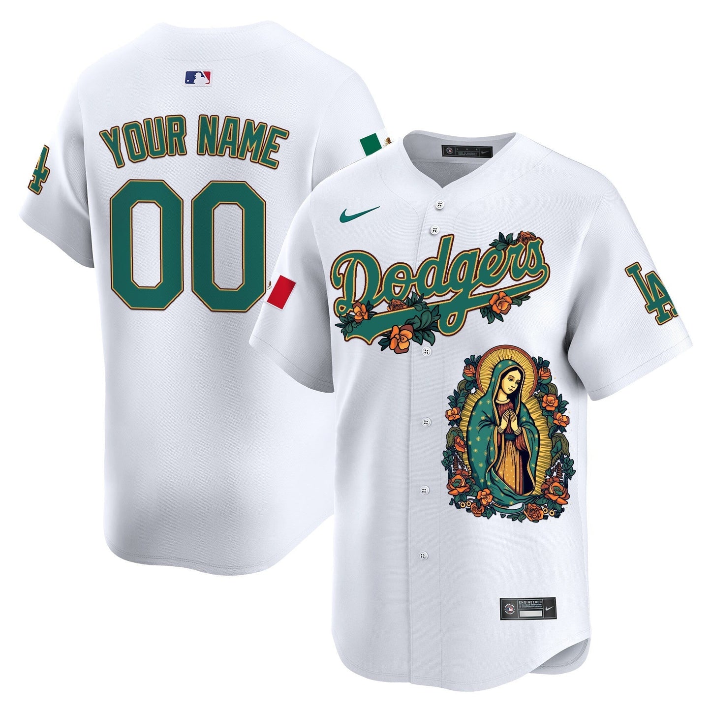 Dodgers Mexico Guadalupe Vapor Premier Limited Custom Jersey - Printed-DTD