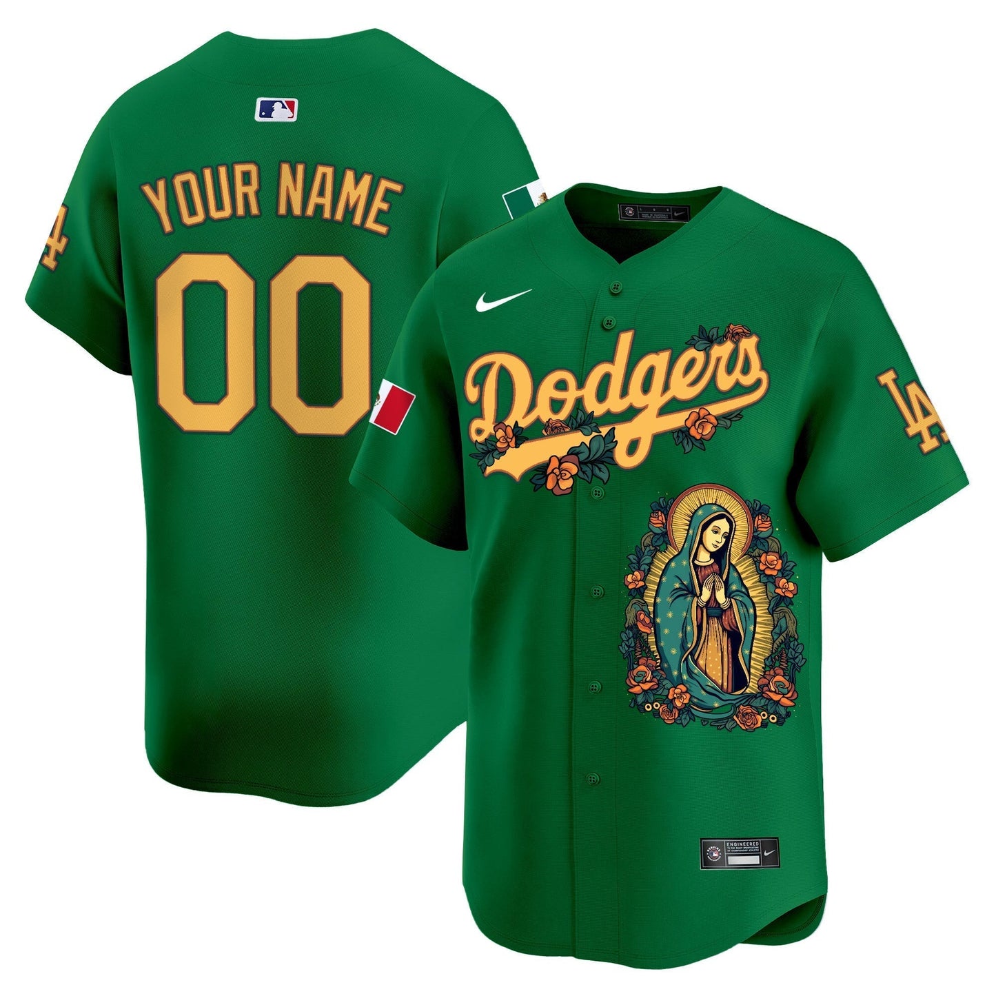 Dodgers Mexico Guadalupe Vapor Premier Limited Custom Jersey - Printed-DTD