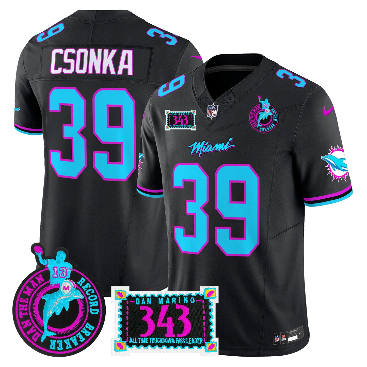 Men's Dolphins "Dan the Man Record Breaker" Patch Vapor Limited Jersey - All Stitched