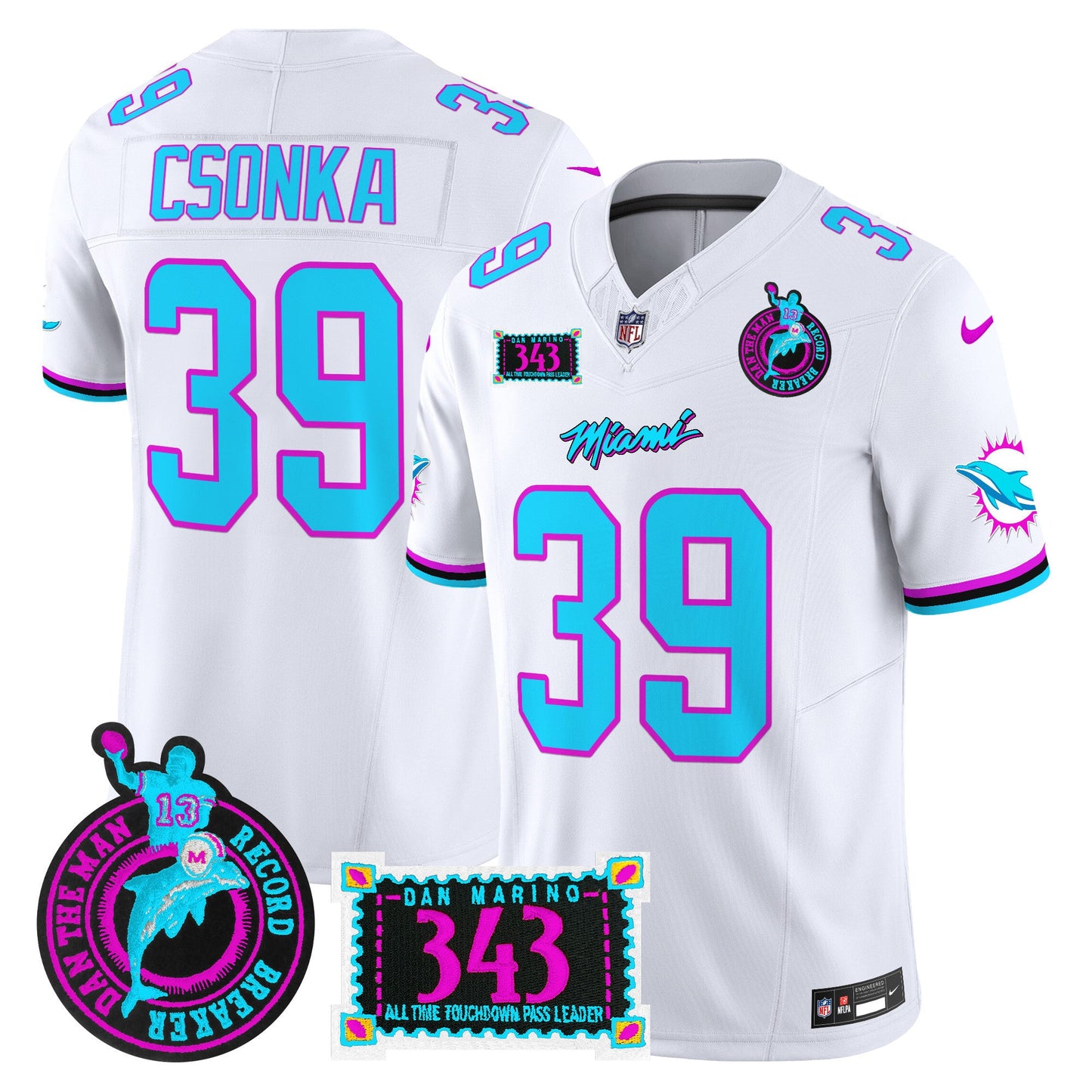 Men's Dolphins "Dan the Man Record Breaker" Patch Vapor Limited Jersey - All Stitched