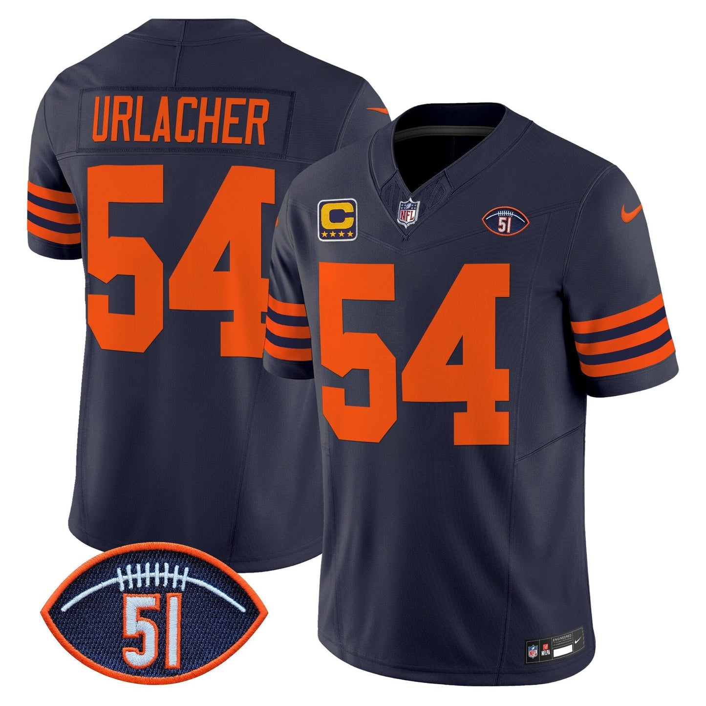 Men's Chicago Bears Dick Butkus Patch Throwback Vapor Limited Jersey - All Stitched