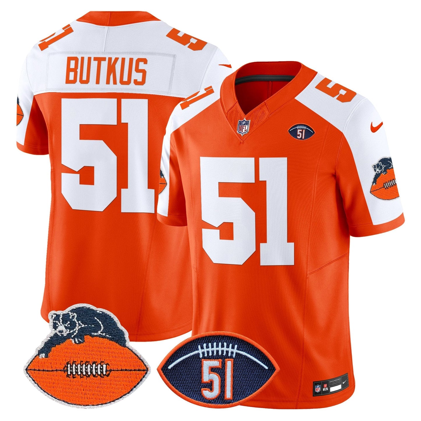 Men's Chicago Bears Dick Butkus Patch Throwback Vapor Limited Jersey - All Stitched