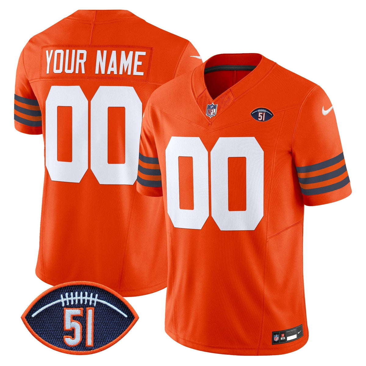 Chicago Bears Dick Butkus Patch Throwback Vapor Limited Custom Jersey - All Stitched