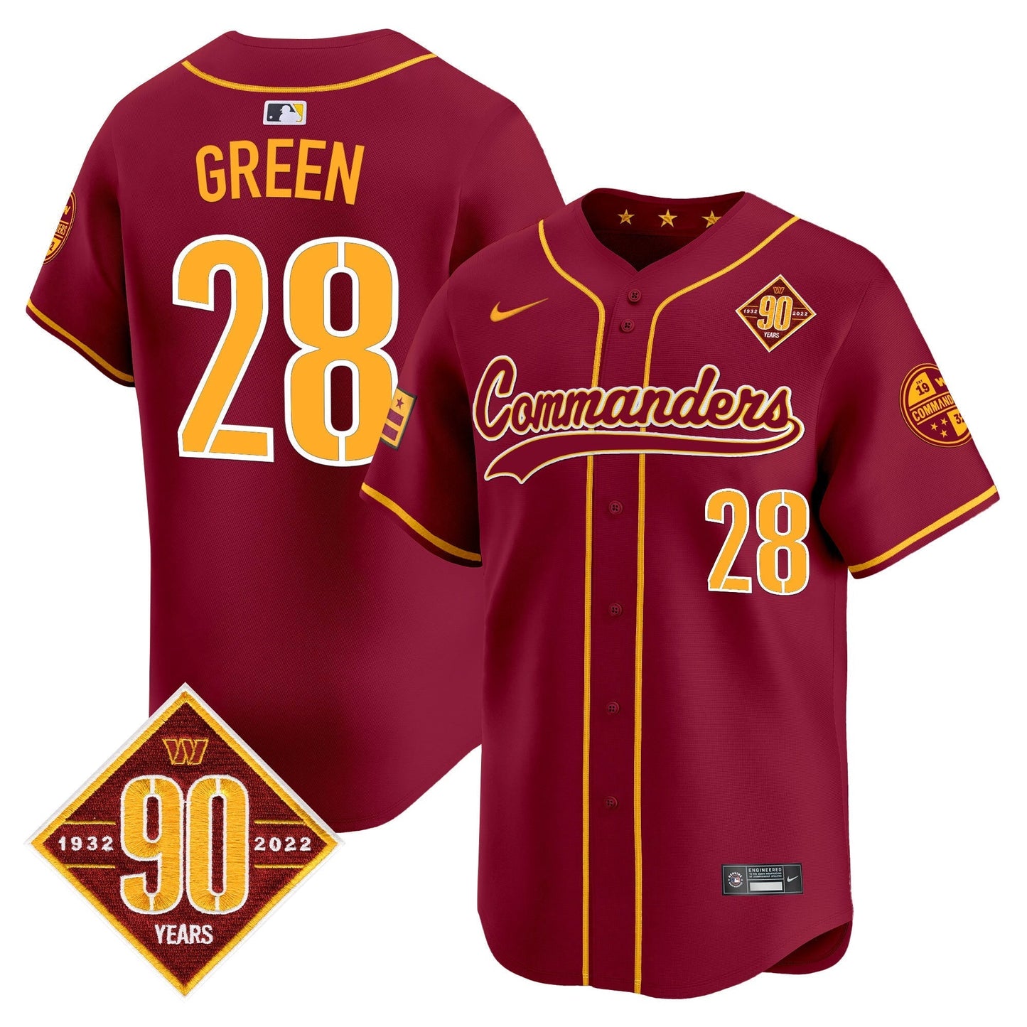 Men's Washington Commanders 90th Anniversary Patch Vapor Premier Limited Jersey - All Stitched