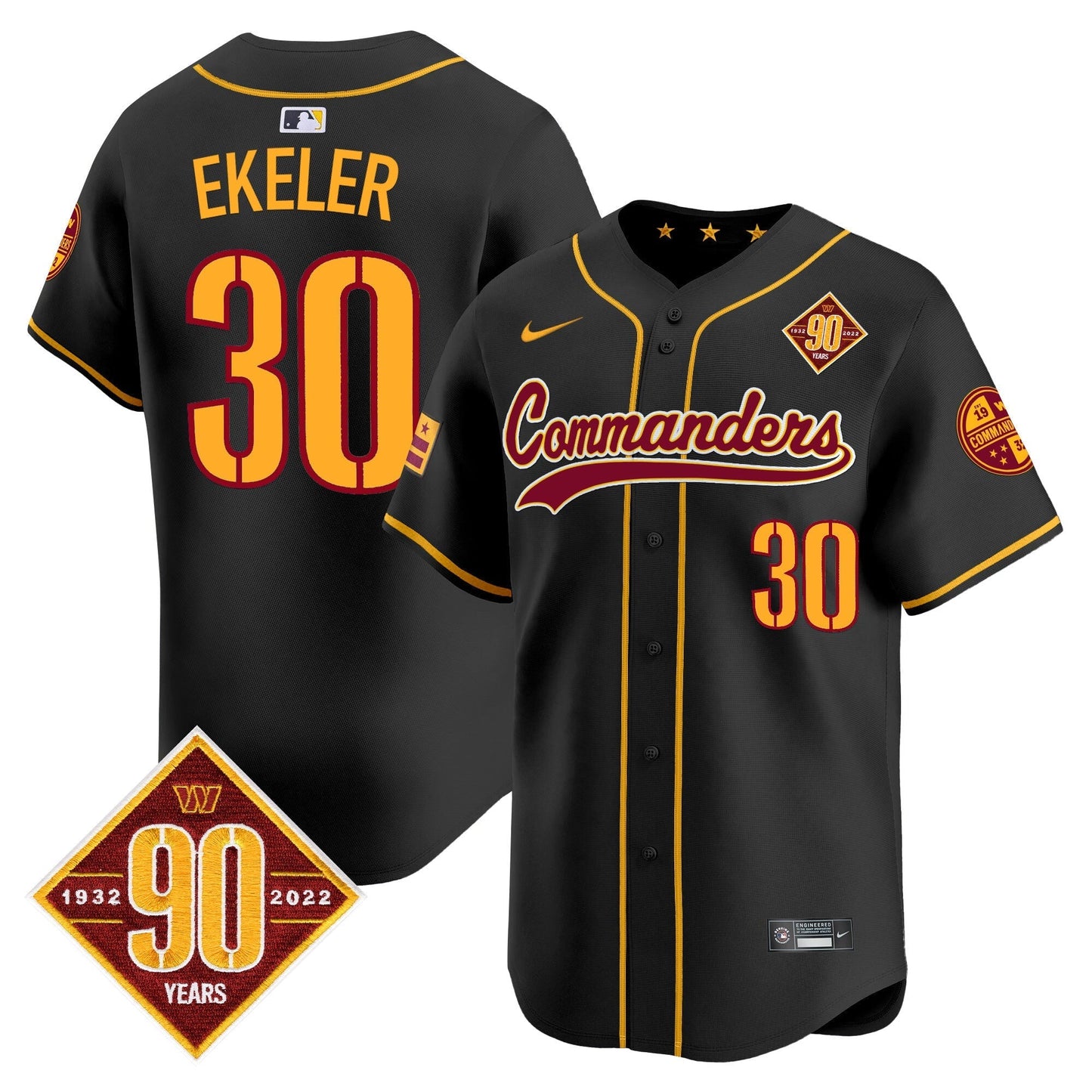Men's Washington Commanders 90th Anniversary Patch Vapor Premier Limited Jersey - All Stitched