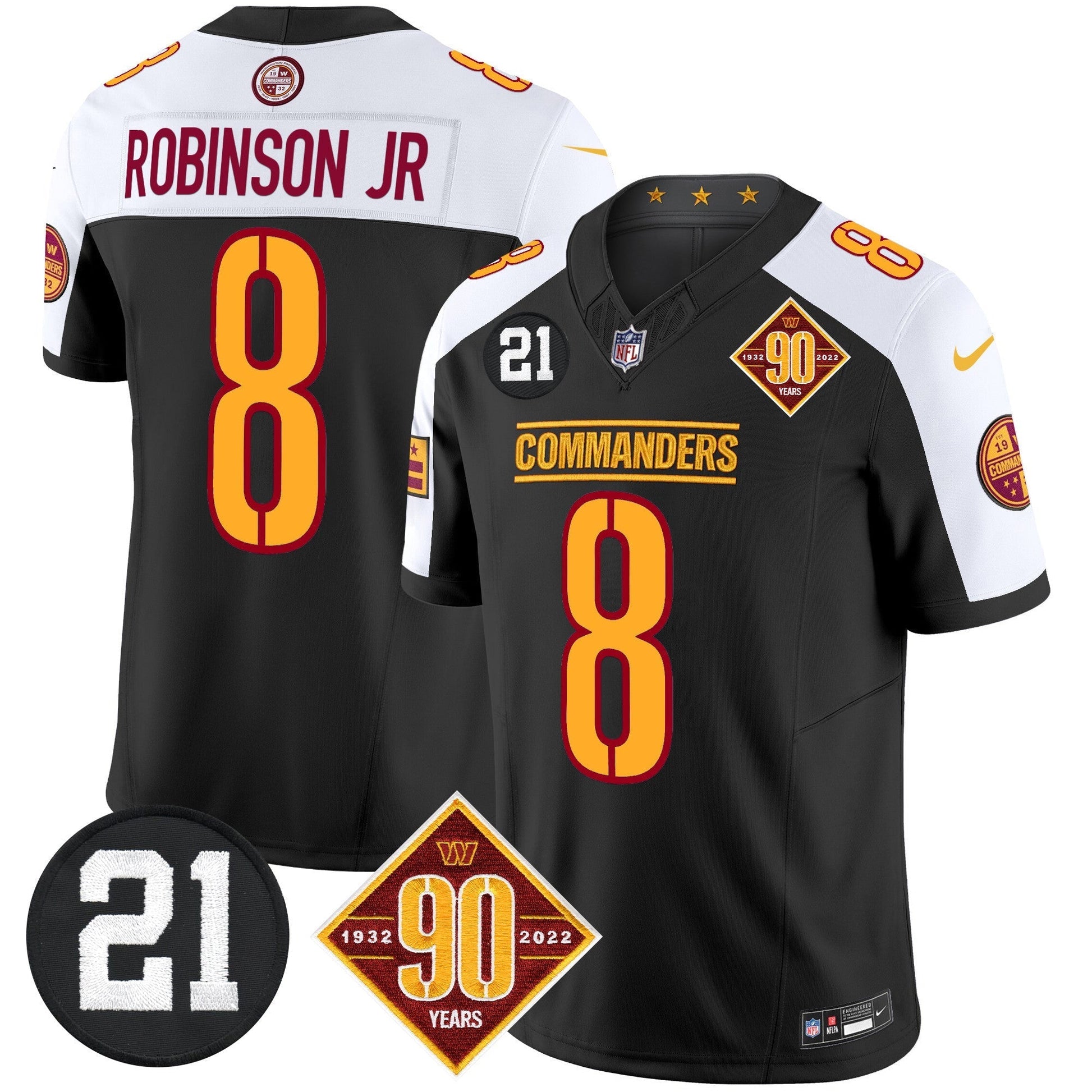 Men's Washington Commanders 90th & Sean Taylor Patch Vapor Limited Jersey - All Stitched