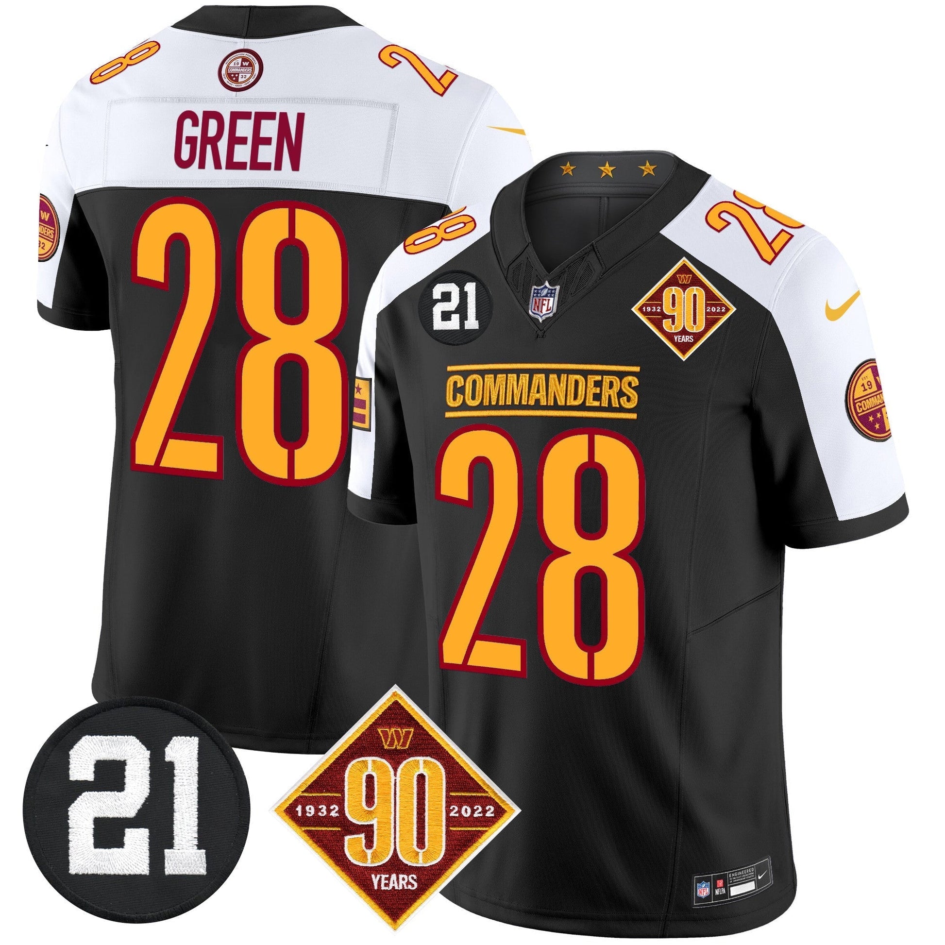 Men's Washington Commanders 90th & Sean Taylor Patch Vapor Limited Jersey - All Stitched