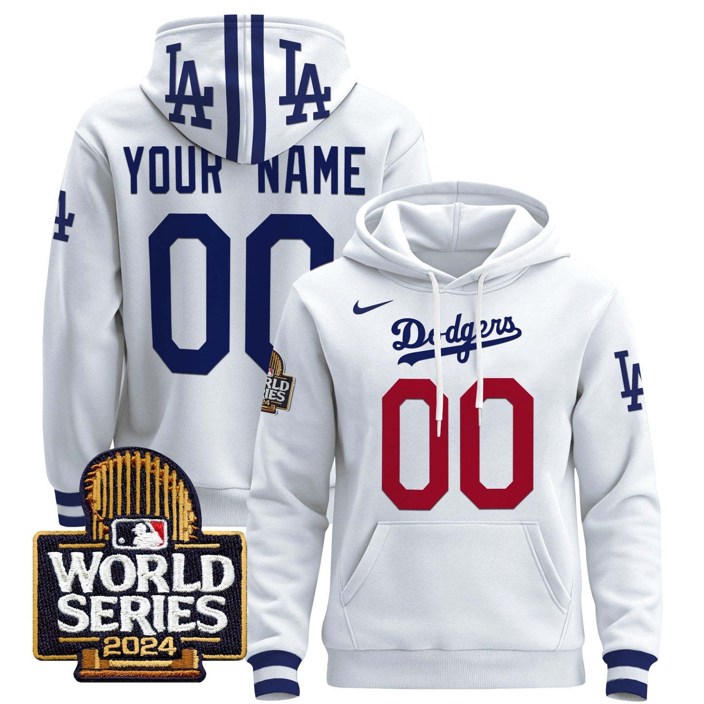 Dodgers 2024 World Series Custom Pullover Hoodie-DTD