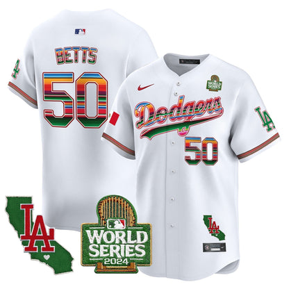 Dodgers Mexico 2024 World Series Vapor Premier Limited Jersey V2 - All Stitched-DTD