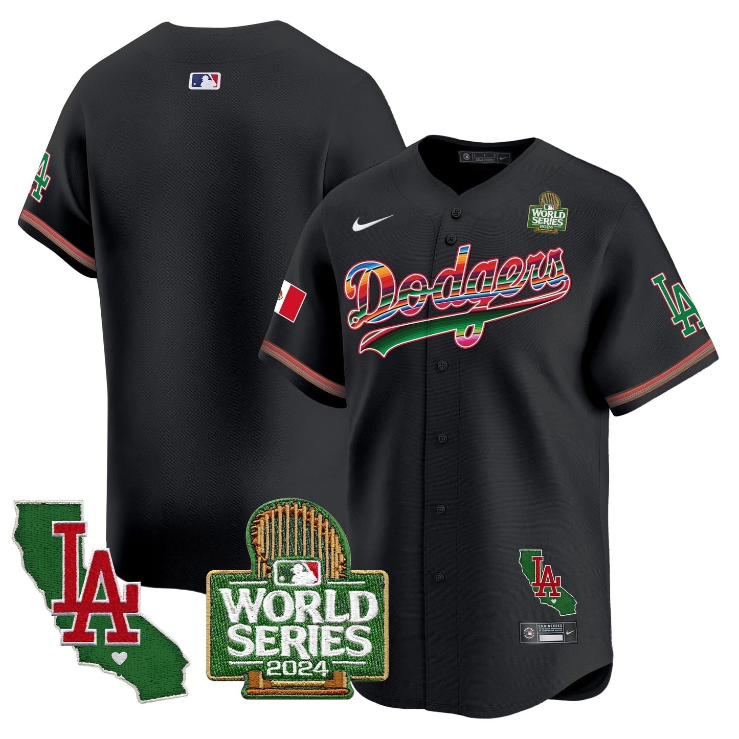 Dodgers Mexico 2024 World Series Vapor Premier Limited Jersey V2 - All Stitched-DTD