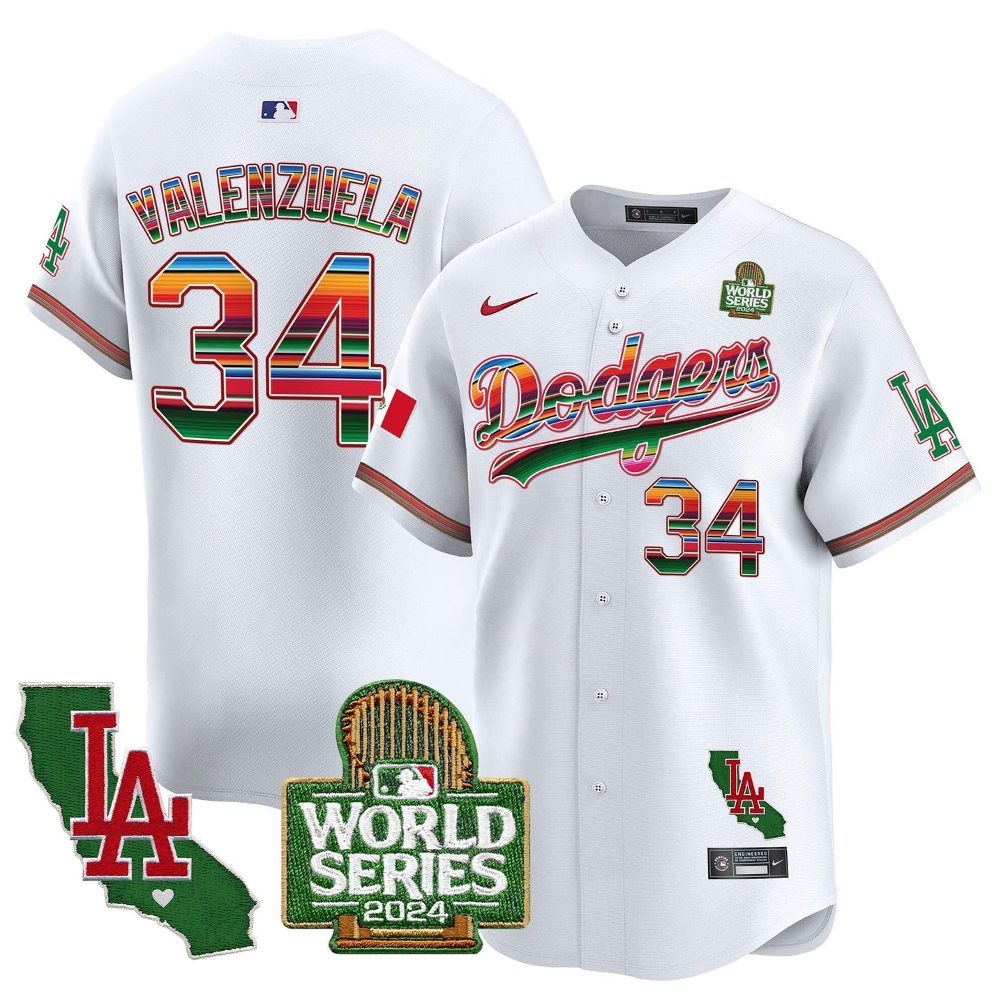 Dodgers Mexico 2024 World Series Vapor Premier Limited Jersey V2 - All Stitched-DTD