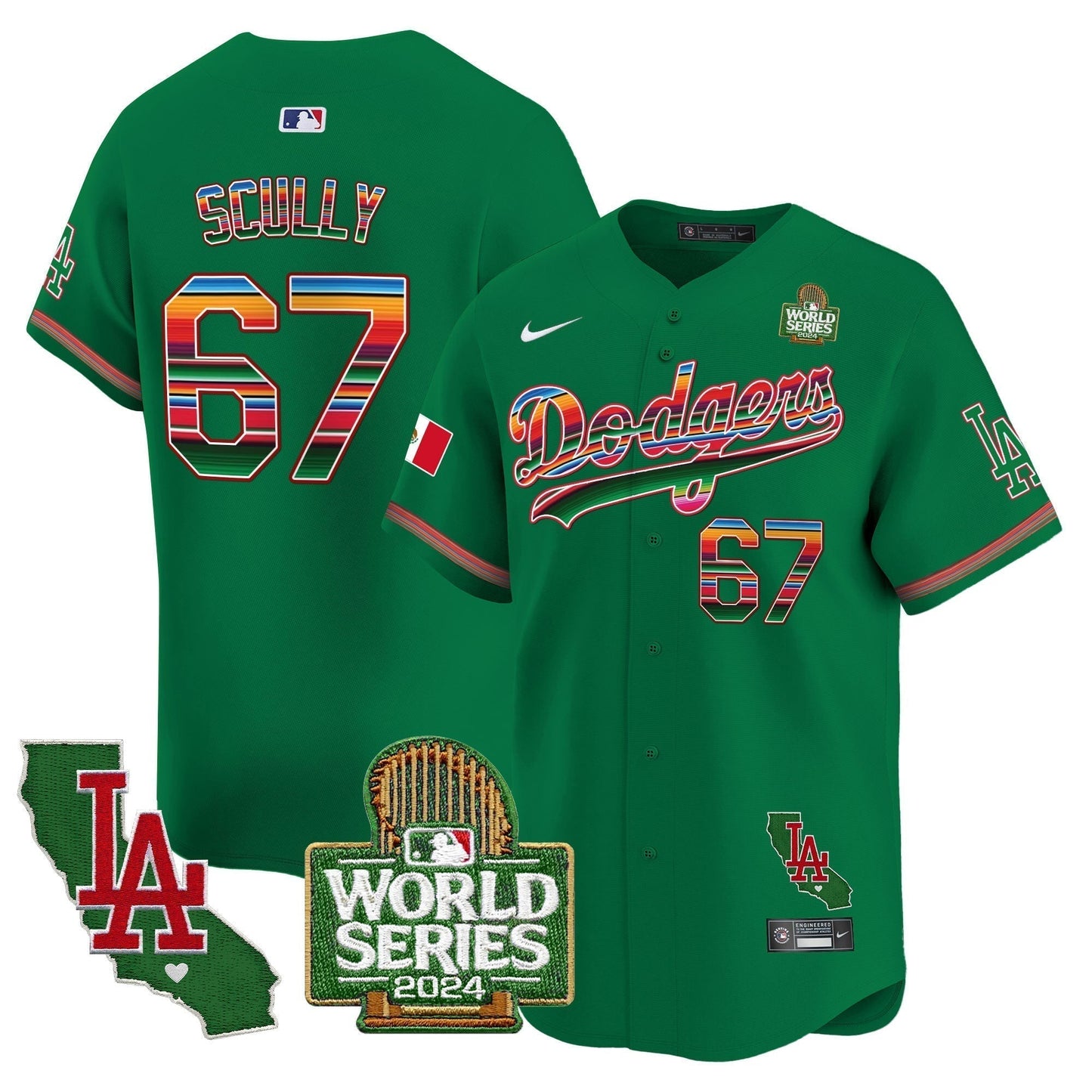 Dodgers Mexico 2024 World Series Vapor Premier Limited Jersey V2 - All Stitched-DTD