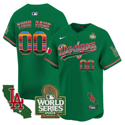 Custom Dodgers Mexico 2024 World Series Vapor Premier Limited Jersey V2 - All Stitched-DTD
