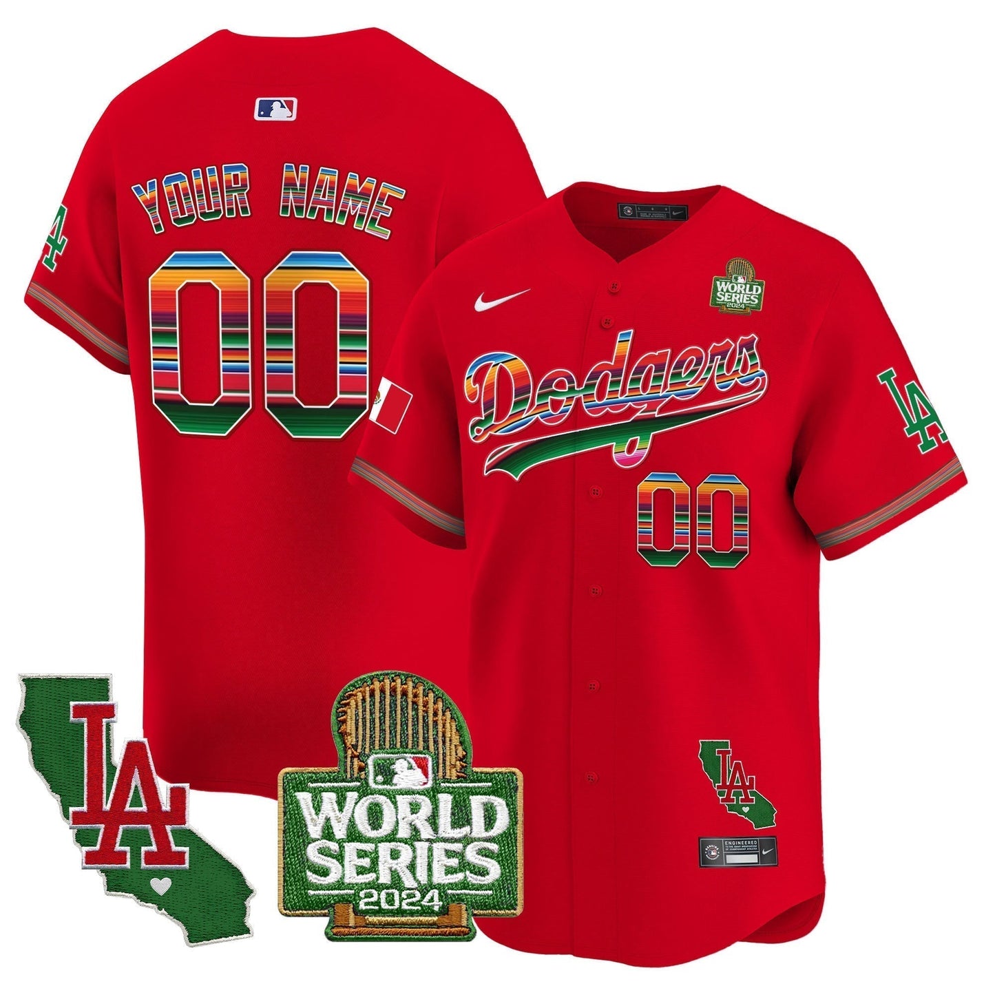 Custom Dodgers Mexico 2024 World Series Vapor Premier Limited Jersey V2 - All Stitched-DTD
