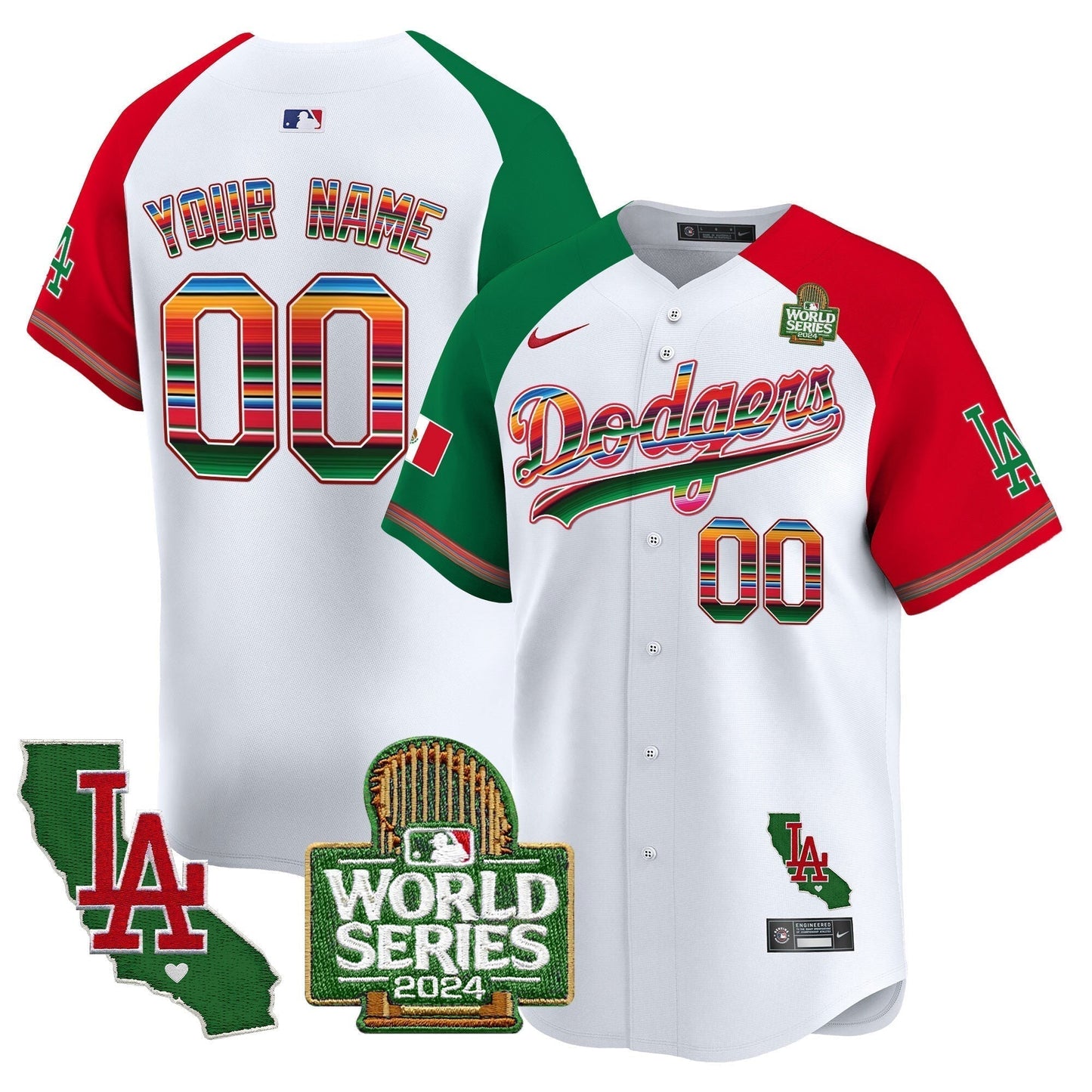 Custom Dodgers Mexico 2024 World Series Vapor Premier Limited Jersey V2 - All Stitched-DTD