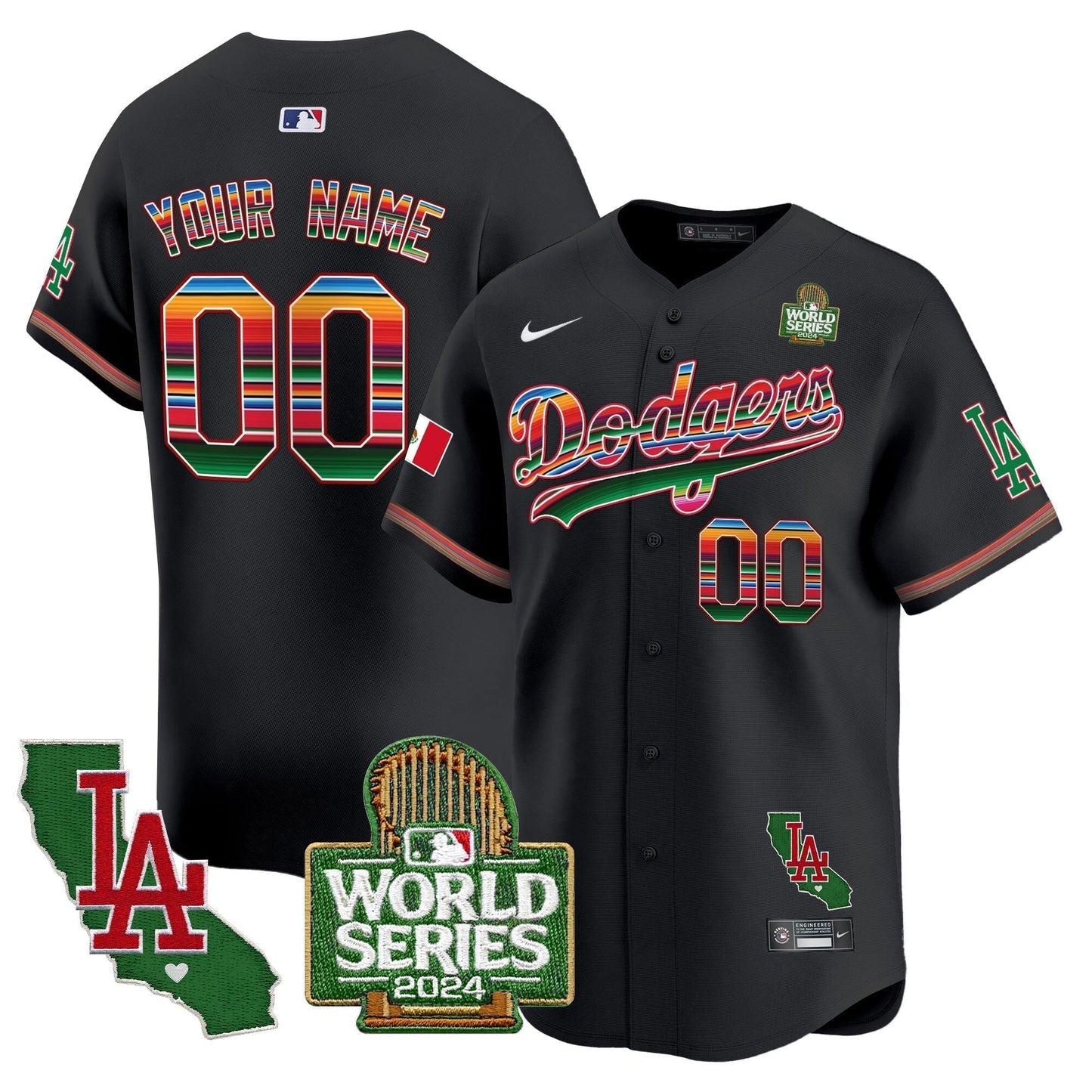 Custom Dodgers Mexico 2024 World Series Vapor Premier Limited Jersey V2 - All Stitched-DTD