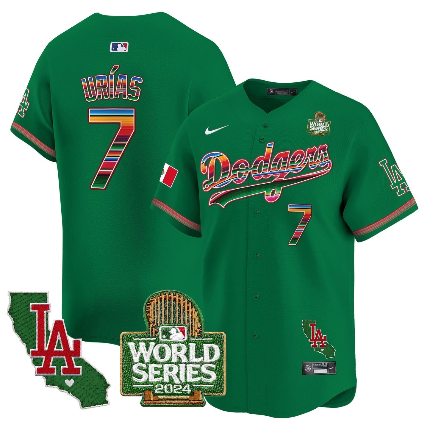 Dodgers Mexico 2024 World Series Vapor Premier Limited Jersey V2 - All Stitched-DTD