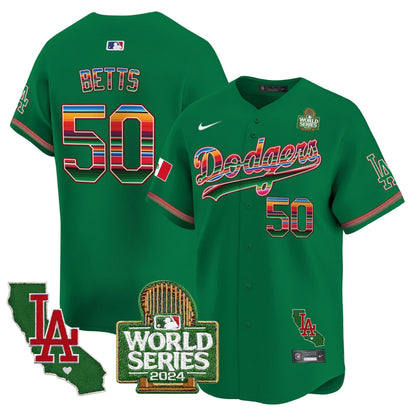 Dodgers Mexico 2024 World Series Vapor Premier Limited Jersey V2 - All Stitched-DTD