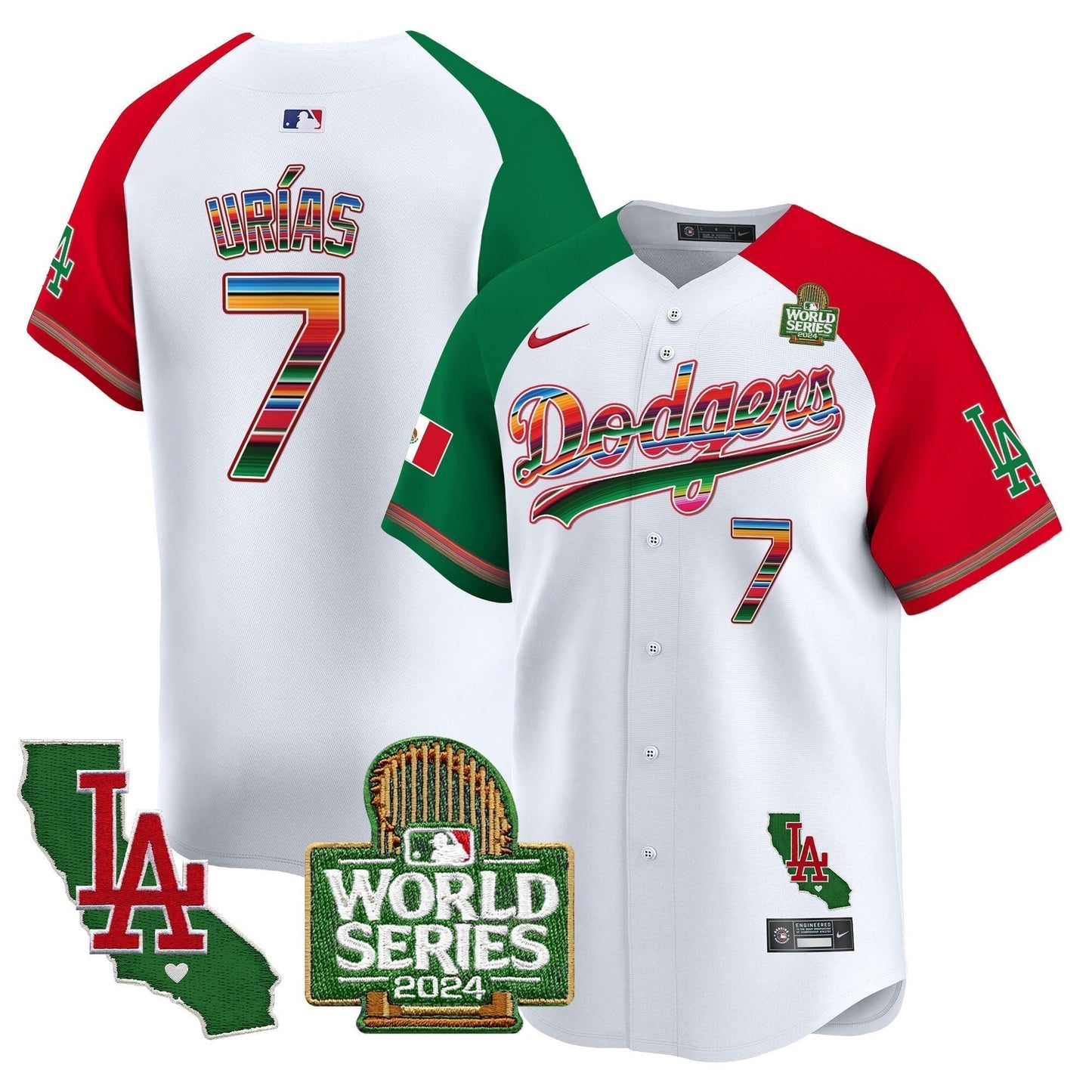 Dodgers Mexico 2024 World Series Vapor Premier Limited Jersey V2 - All Stitched-DTD