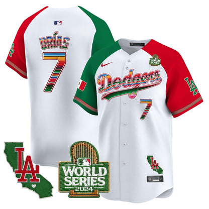Dodgers Mexico 2024 World Series Vapor Premier Limited Jersey V2 - All Stitched-DTD
