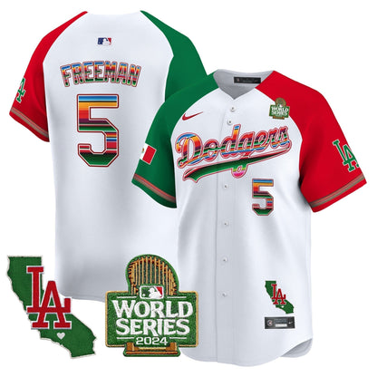 Dodgers Mexico 2024 World Series Vapor Premier Limited Jersey V2 - All Stitched-DTD