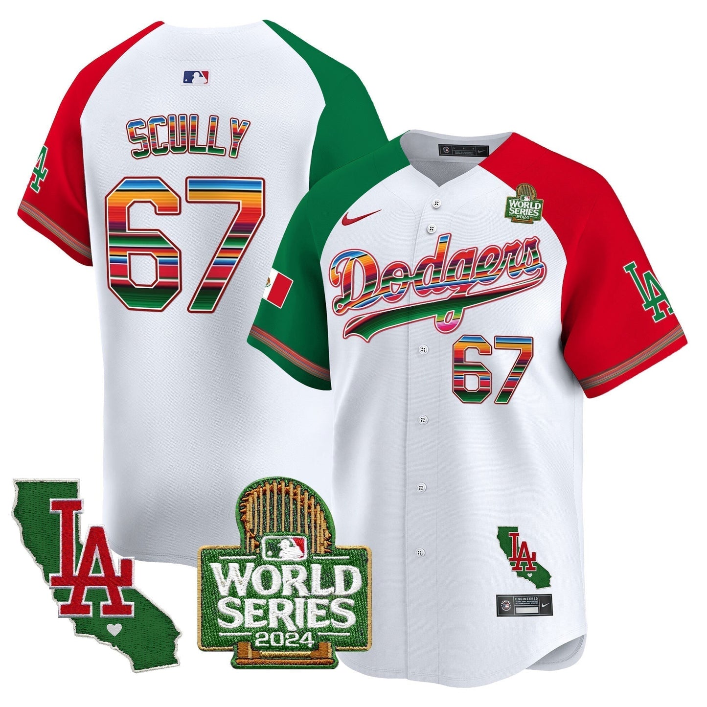 Dodgers Mexico 2024 World Series Vapor Premier Limited Jersey V2 - All Stitched-DTD