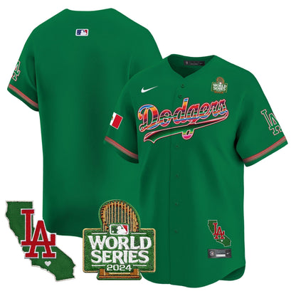 Dodgers Mexico 2024 World Series Vapor Premier Limited Jersey V2 - All Stitched-DTD