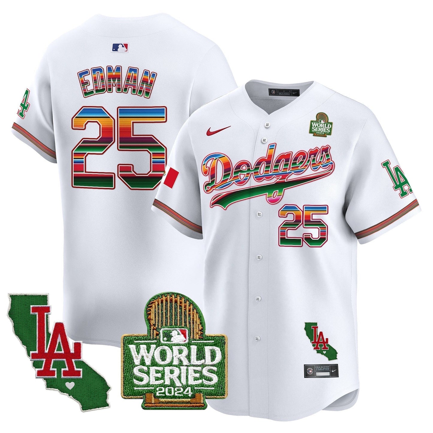 Dodgers Mexico 2024 World Series Vapor Premier Limited Jersey V2 - All Stitched-DTD
