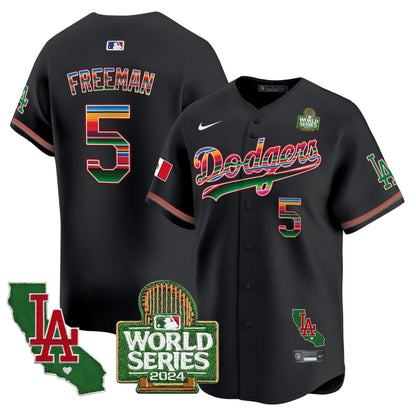 Dodgers Mexico 2024 World Series Vapor Premier Limited Jersey V2 - All Stitched-DTD