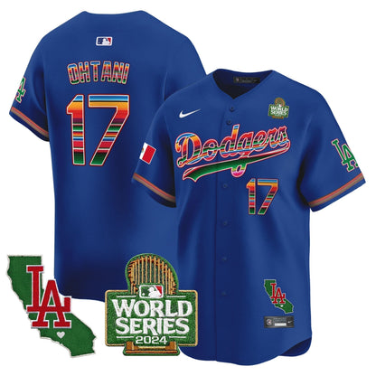 Dodgers Mexico 2024 World Series Vapor Premier Limited Jersey V2 - All Stitched-DTD