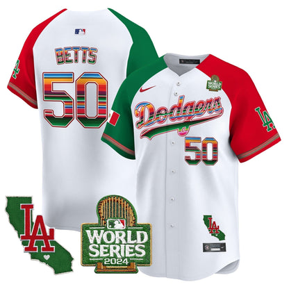 Dodgers Mexico 2024 World Series Vapor Premier Limited Jersey V2 - All Stitched-DTD