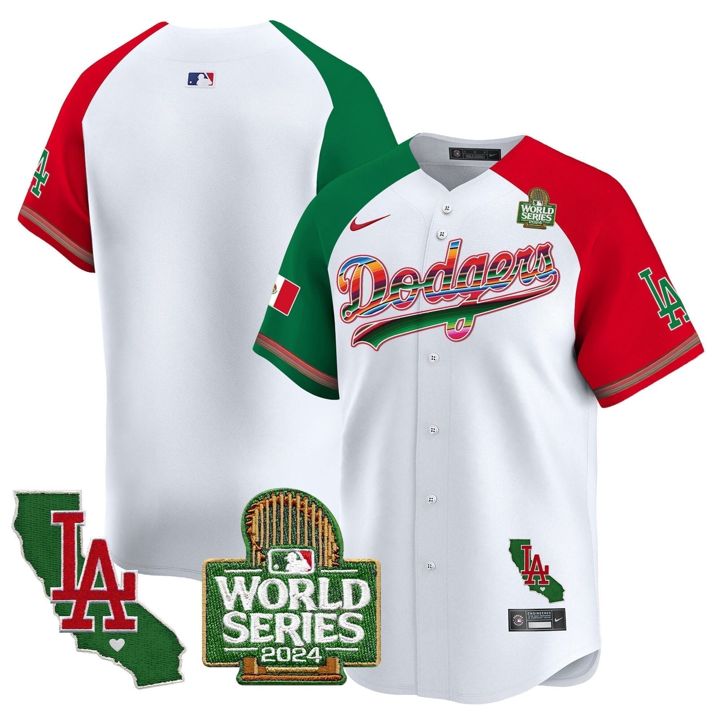 Dodgers Mexico 2024 World Series Vapor Premier Limited Jersey V2 - All Stitched-DTD